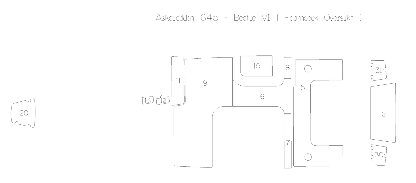 Askeladden 645 Beetle V1 Båtdekk oversiktstegning