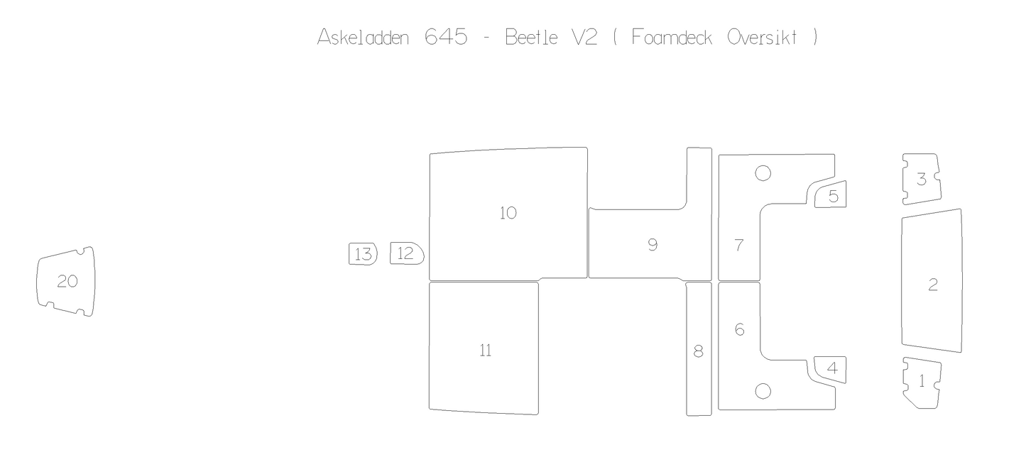 Askeladden 645 Beetle V2 Båtdekk oversiktstegning