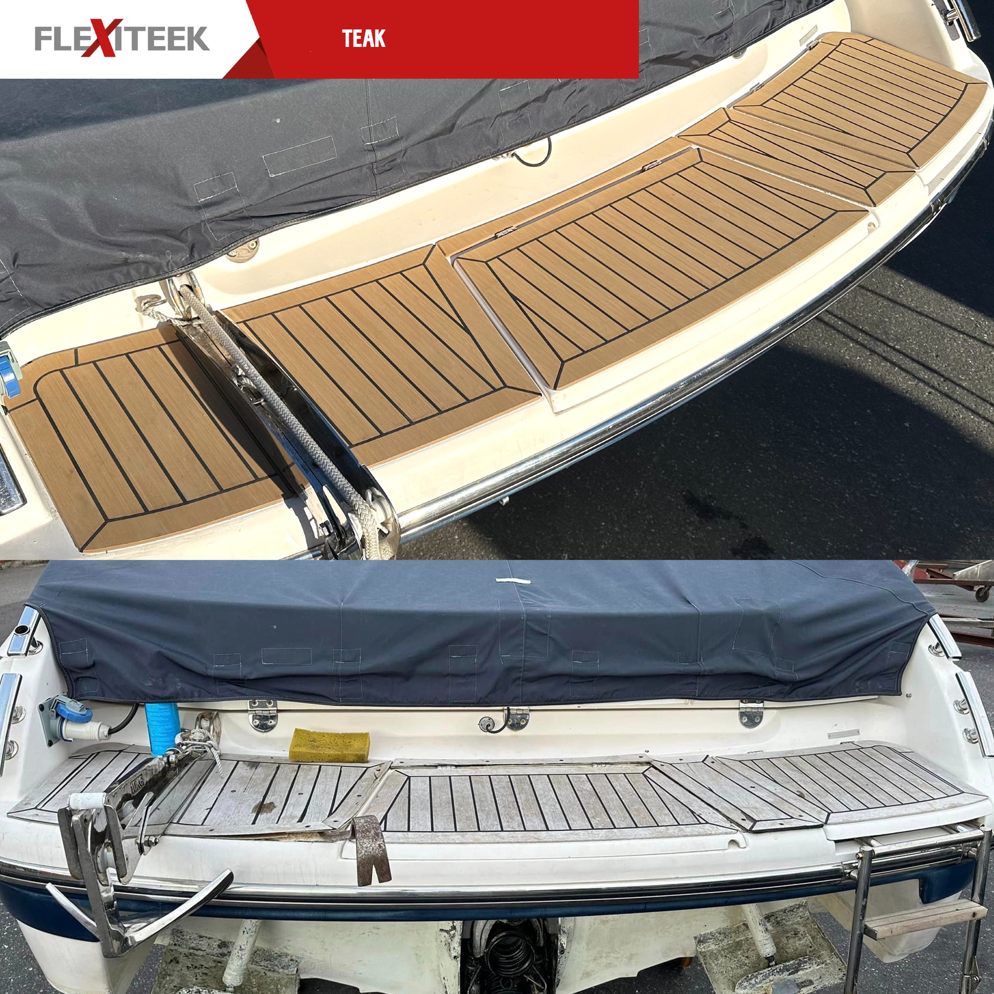 Flexiteek badeplattform til Windy 28 Ghibli fra Sandøy Båtdekk. Før og etter bilde av badeplattform i Flexiteek . Trenger du nytt båtdekk eller lei av vedlikehold og slitt teakdekk/laminatdekk? Bestill foamdeck og Flexiteek i vår nettbutikk, båtdekkbutikken.no. plattform, akterdekk, cockpit, dollbord, flybridge, seilbåt.