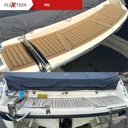 Flexiteek badeplattform til Windy 28 Ghibli fra Sandøy Båtdekk. Før og etter bilde av badeplattform i Flexiteek . Trenger du nytt båtdekk eller lei av vedlikehold og slitt teakdekk/laminatdekk? Bestill foamdeck og Flexiteek i vår nettbutikk, båtdekkbutikken.no. plattform, akterdekk, cockpit, dollbord, flybridge, seilbåt.